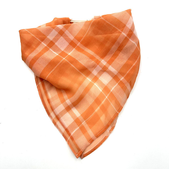 Free People Printed Plaid Hair Scarf Blush Orange - Picture 2 of 6